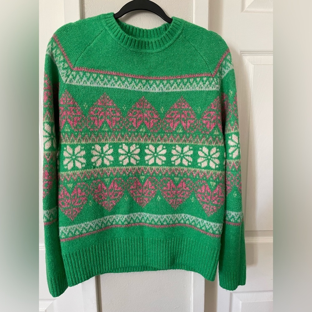 Cotton On Green and Pink Patterned Turtleneck Sweater